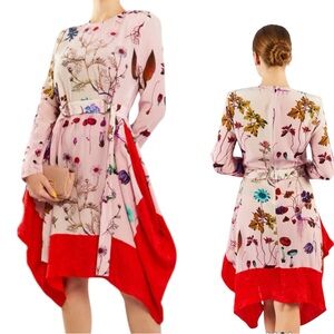 Stella McCartney Kalyn Botanical Midi Dress Belted Pink Multicolor Floral dress